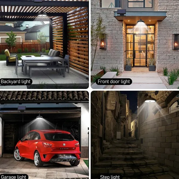 Solar Pendant Lights Outdoor Indoor String Lights Dimmable IP65 Waterproof Dual Head Solar Shed Light with 3M Cord and Remote Controller