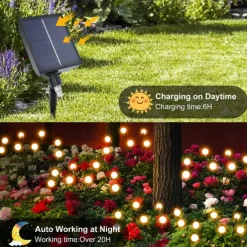 Solar Powered Firefly Lights, 4 Pack 8LED Solar Garden Lights, Firefly Lights Outdoor Waterproof with Remote Control 8 Lighting Modes, Solar Outdoor Lights Decorative for Pathway Yard Patio Landscape