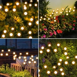 Solar Powered Firefly Lights, 4 Pack 8LED Solar Garden Lights, Firefly Lights Outdoor Waterproof with Remote Control 8 Lighting Modes, Solar Outdoor Lights Decorative for Pathway Yard Patio Landscape