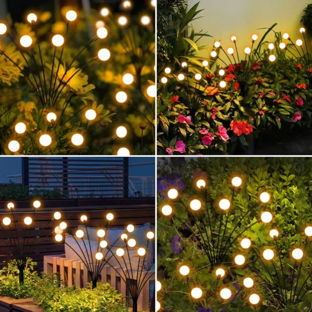 Solar Powered Firefly Lights, 4 Pack 8LED Solar Garden Lights, Firefly Lights Outdoor Waterproof with Remote Control 8 Lighting Modes, Solar Outdoor Lights Decorative for Pathway Yard Patio Landscape