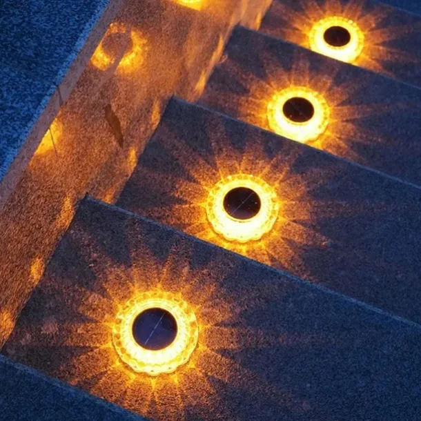 Solar Powered Underground Light Waterproof Lace Ground Plug Light Courtyard Mounted Underground Light Outdoor LED Solar Powered Lawn Light Staircase Lights Platform Lights 1PC