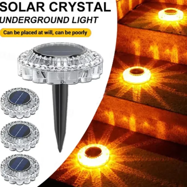 Solar Powered Underground Light Waterproof Lace Ground Plug Light Courtyard Mounted Underground Light Outdoor LED Solar Powered Lawn Light Staircase Lights Platform Lights 1PC