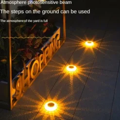 Solar Powered Underground Light Waterproof Lace Ground Plug Light Courtyard Mounted Underground Light Outdoor LED Solar Powered Lawn Light Staircase Lights Platform Lights 1PC