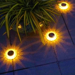 Solar Powered Underground Light Waterproof Lace Ground Plug Light Courtyard Mounted Underground Light Outdoor LED Solar Powered Lawn Light Staircase Lights Platform Lights 1PC