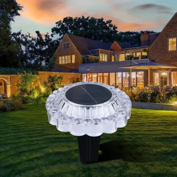 Solar Powered Underground Light Waterproof Lace Ground Plug Light Courtyard Mounted Underground Light Outdoor LED Solar Powered Lawn Light Staircase Lights Platform Lights 1PC