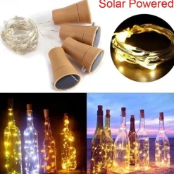 Solar Powered Wine Bottle Cork Festival Outdoor Light Garland Lights Outdoor Fairy Light 2M 20 LEDs Copper Wire String Light