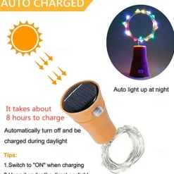Solar Powered Wine Bottle Cork Festival Outdoor Light Garland Lights Outdoor Fairy Light 2M 20 LEDs Copper Wire String Light