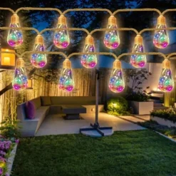 Solar Remote Control Outdoor Camping Light Bulb String Lights 7m 16LED Waterproof Fairy Lights for Terrace Holiday Wedding Party Garden Balcony Decoration