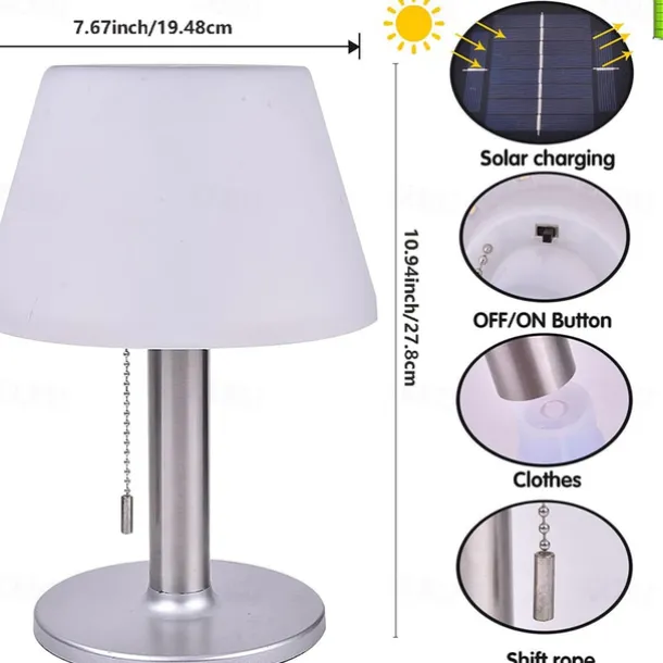 Solar Retro Desk Lamp - Waterproof Outdoor Table Floor Lamp for Bar, Garden, Terrace, Villa, Bar