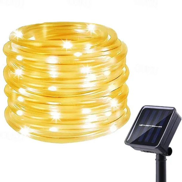 Solar Rope Lights Outdoor Waterproof Tube Light with 100 LED 35.7 feet 8 Modes Copper Wire Fairy Lights for Garden Fence Patio Yard Party Wedding Christmas Hall