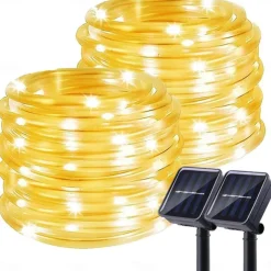 Solar Rope Lights Outdoor Waterproof Tube Light with 100 LED 35.7 feet 8 Modes Copper Wire Fairy Lights for Garden Fence Patio Yard Party Wedding Christmas Hall