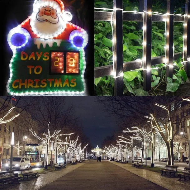 Solar Rope Lights Outdoor Waterproof Tube Light with 100 LED 35.7 feet 8 Modes Copper Wire Fairy Lights for Garden Fence Patio Yard Party Wedding Christmas Hall