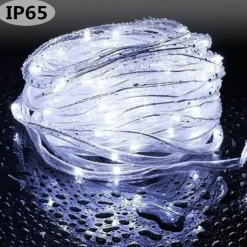 Solar Rope Lights Outdoor Waterproof Tube Light with 100 LED 35.7 feet 8 Modes Copper Wire Fairy Lights for Garden Fence Patio Yard Party Wedding Christmas Hall