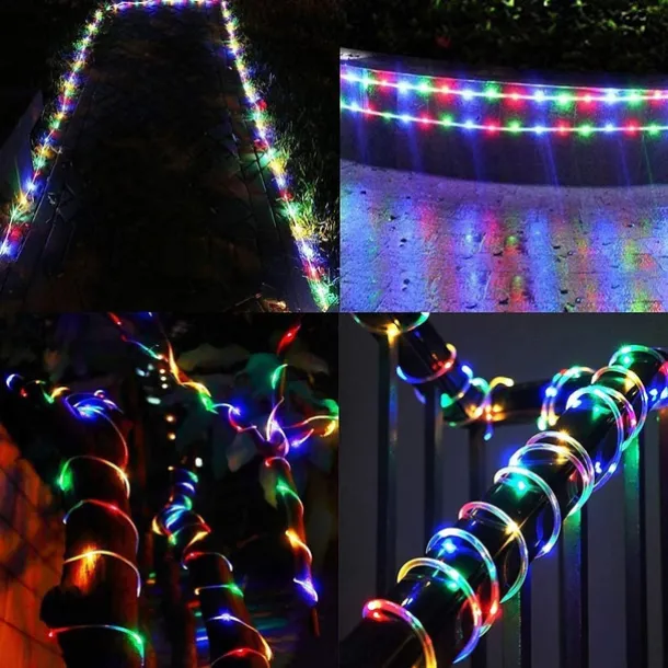 Solar Rope Lights Outdoor Waterproof Tube Light with 100 LED 35.7 feet 8 Modes Copper Wire Fairy Lights for Garden Fence Patio Yard Party Wedding Christmas Hall