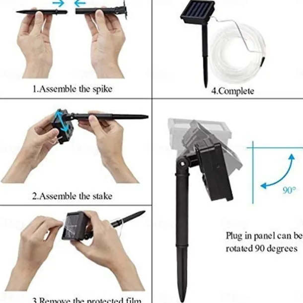 Solar Rope Lights Outdoor Waterproof Tube Light with 100 LED 35.7 feet 8 Modes Copper Wire Fairy Lights for Garden Fence Patio Yard Party Wedding Christmas Hall