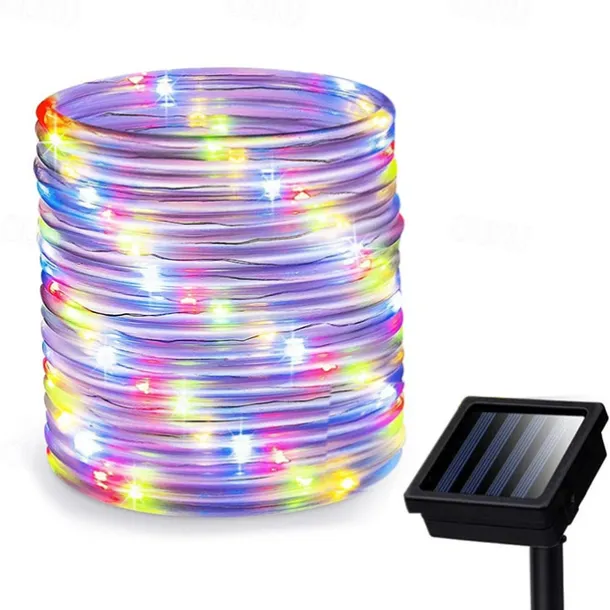 Solar Rope Lights Outdoor Waterproof Tube Light with 100 LED 35.7 feet 8 Modes Copper Wire Fairy Lights for Garden Fence Patio Yard Party Wedding Christmas Hall