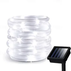 Solar Rope Lights Outdoor Waterproof Tube Light with 100 LED 35.7 feet 8 Modes Copper Wire Fairy Lights for Garden Fence Patio Yard Party Wedding Christmas Hall