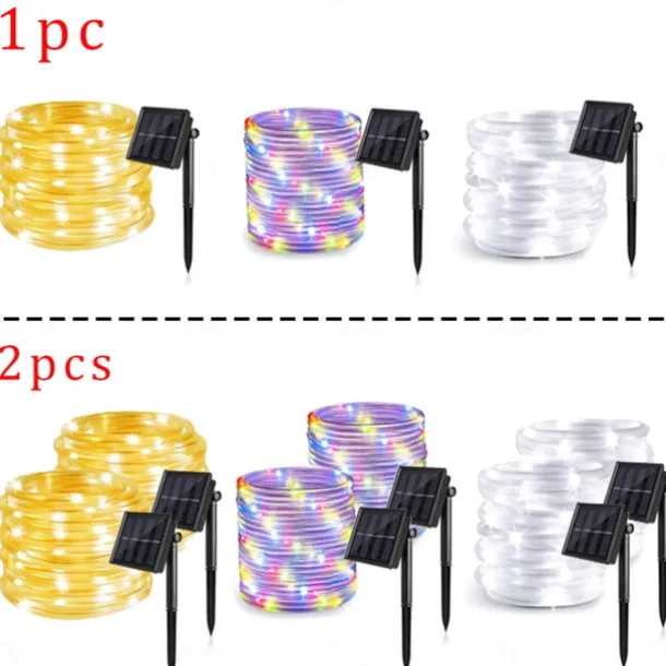 Solar Rope Lights Outdoor Waterproof Tube Light with 100 LED 35.7 feet 8 Modes Copper Wire Fairy Lights for Garden Fence Patio Yard Party Wedding Christmas Hall