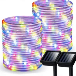 Solar Rope Lights Outdoor Waterproof Tube Light with 100 LED 35.7 feet 8 Modes Copper Wire Fairy Lights for Garden Fence Patio Yard Party Wedding Christmas Hall