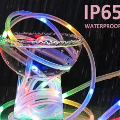Solar Rope Lights Outdoor Waterproof Tube Light with 100 LED 35.7 feet 8 Modes Copper Wire Fairy Lights for Garden Fence Patio Yard Party Wedding Christmas Hall