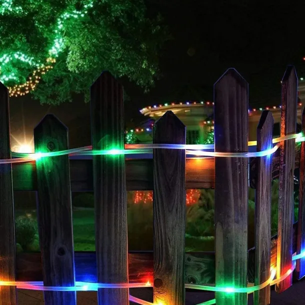 Solar Rope Lights Outdoor Waterproof Tube Light with 100 LED 35.7 feet 8 Modes Copper Wire Fairy Lights for Garden Fence Patio Yard Party Wedding Christmas Hall