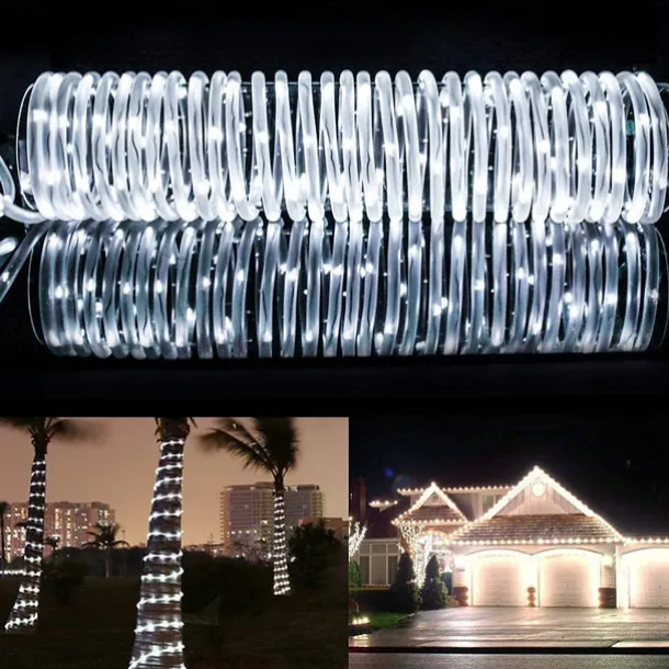 Solar Rope Lights Outdoor Waterproof Tube Light with 100 LED 35.7 feet 8 Modes Copper Wire Fairy Lights for Garden Fence Patio Yard Party Wedding Christmas Hall