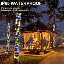 Solar Rope Lights Outdoor Waterproof String Lights 12M 7M IP65 Rope Tube String Lights Outdoor Lighting Fairy Flexible Lights 50/100 LEDs For Garden Garland Yard Lawn Fence