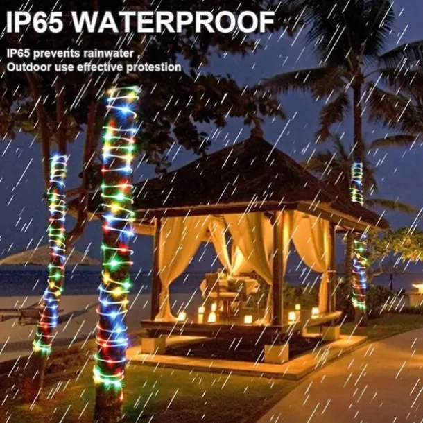 Solar Rope Lights Outdoor Waterproof String Lights 12M 7M IP65 Rope Tube String Lights Outdoor Lighting Fairy Flexible Lights 50/100 LEDs For Garden Garland Yard Lawn Fence