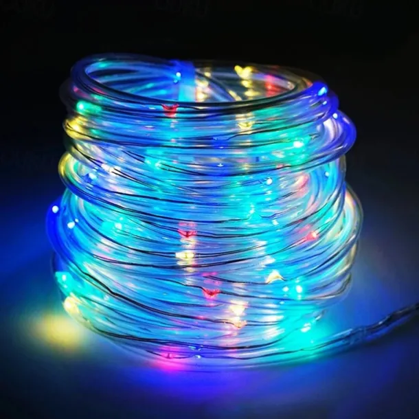 Solar Rope Lights Outdoor Waterproof String Lights 12M 7M IP65 Rope Tube String Lights Outdoor Lighting Fairy Flexible Lights 50/100 LEDs For Garden Garland Yard Lawn Fence