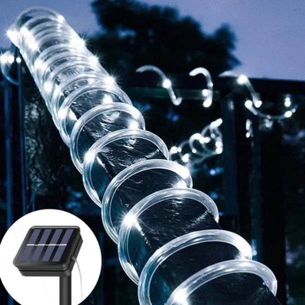 Solar Rope Lights Outdoor Waterproof String Lights 12M 7M IP65 Rope Tube String Lights Outdoor Lighting Fairy Flexible Lights 50/100 LEDs For Garden Garland Yard Lawn Fence