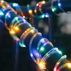Solar Rope Lights Outdoor Waterproof String Lights 12M 7M IP65 Rope Tube String Lights Outdoor Lighting Fairy Flexible Lights 50/100 LEDs For Garden Garland Yard Lawn Fence