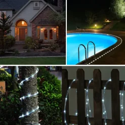 Solar Rope Lights Outdoor Waterproof String Lights 12M 7M IP65 Rope Tube String Lights Outdoor Lighting Fairy Flexible Lights 50/100 LEDs For Garden Garland Yard Lawn Fence