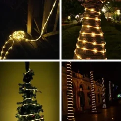 Solar Rope Lights Outdoor Waterproof String Lights 12M 7M IP65 Rope Tube String Lights Outdoor Lighting Fairy Flexible Lights 50/100 LEDs For Garden Garland Yard Lawn Fence