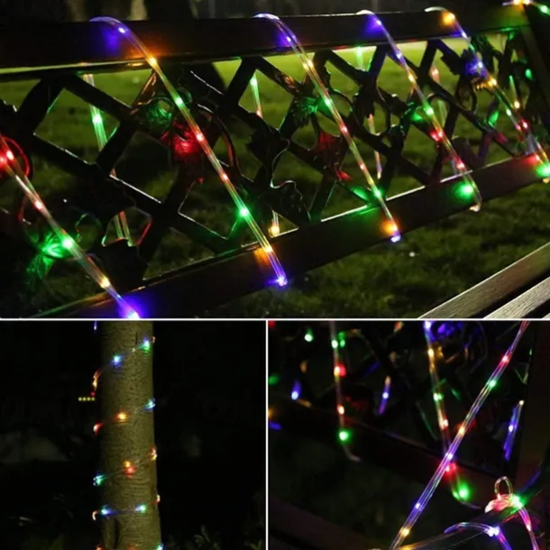 Solar Rope Lights Outdoor Waterproof String Lights 12M 7M IP65 Rope Tube String Lights Outdoor Lighting Fairy Flexible Lights 50/100 LEDs For Garden Garland Yard Lawn Fence