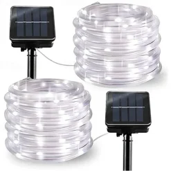 Solar Rope Lights Outdoor Waterproof 2pcs 1pcs Rope Tube 12m 100 leds String Lights Outdoor Fairy Holiday Christmas Party Solar Garden Light Waterproof luz solar