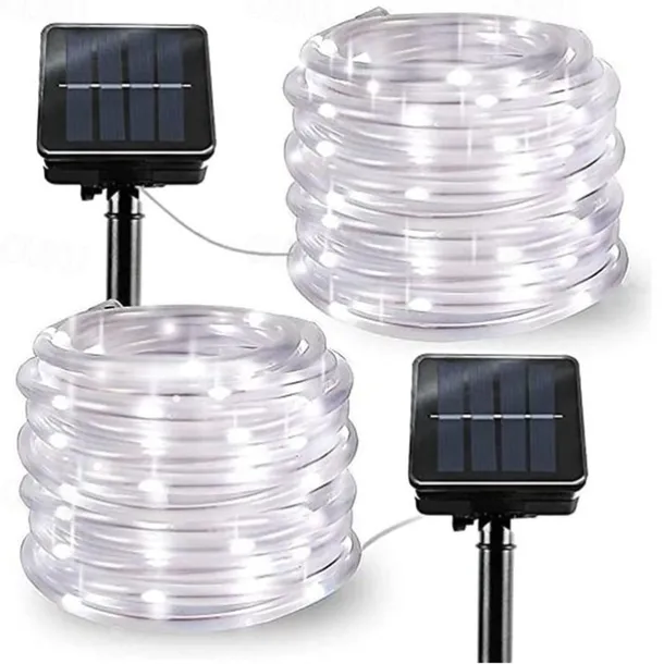 Solar Rope Lights Outdoor Waterproof 2pcs 1pcs Rope Tube 12m 100 leds String Lights Outdoor Fairy Holiday Christmas Party Solar Garden Light Waterproof luz solar