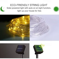 Solar Rope Lights Outdoor Waterproof 2pcs 1pcs Rope Tube 12m 100 leds String Lights Outdoor Fairy Holiday Christmas Party Solar Garden Light Waterproof luz solar