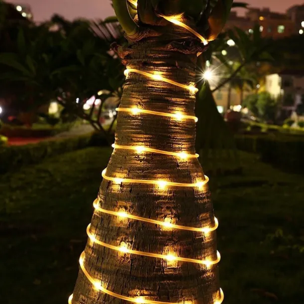 Solar Rope Lights Outdoor Waterproof 2pcs 1pcs Rope Tube 12m 100 leds String Lights Outdoor Fairy Holiday Christmas Party Solar Garden Light Waterproof luz solar