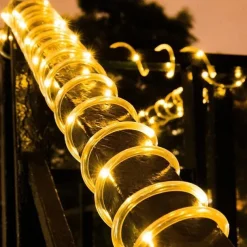 Solar Rope Lights Outdoor Waterproof 2pcs 1pcs Rope Tube 12m 100 leds String Lights Outdoor Fairy Holiday Christmas Party Solar Garden Light Waterproof luz solar