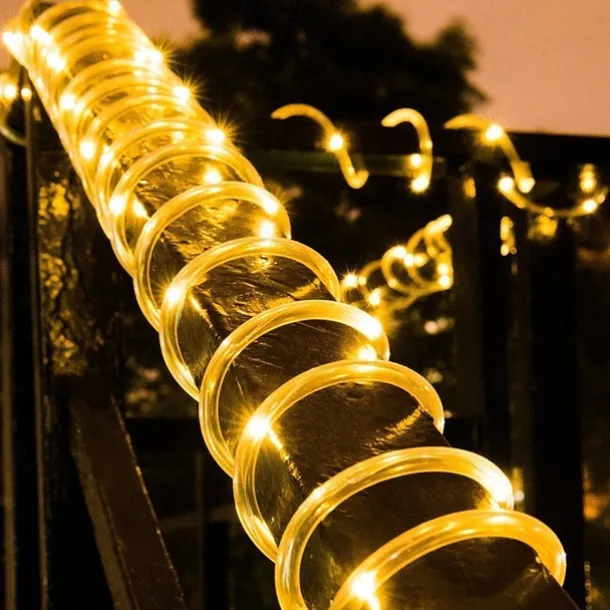 Solar Rope Lights Outdoor Waterproof 2pcs 1pcs Rope Tube 12m 100 leds String Lights Outdoor Fairy Holiday Christmas Party Solar Garden Light Waterproof luz solar