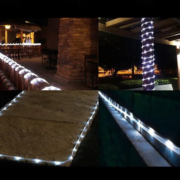 Solar Rope Lights Outdoor Waterproof 2pcs 1pcs Rope Tube 12m 100 leds String Lights Outdoor Fairy Holiday Christmas Party Solar Garden Light Waterproof luz solar