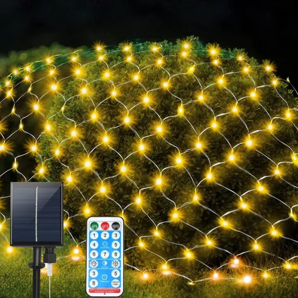 Solar Rope Lights Outdoor Waterproof Mesh Net Christmas Lights Solar Powered 8 Modes 9.8X6.6Ft 200LED bush Tree Wrap Decor Fairy Twinkle Outdoor String Light