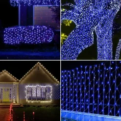 Solar Rope Lights Outdoor Waterproof Mesh Net Christmas Lights Solar Powered 8 Modes 9.8X6.6Ft 200LED bush Tree Wrap Decor Fairy Twinkle Outdoor String Light