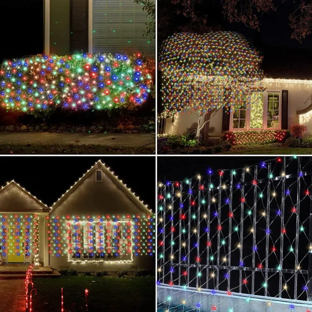 Solar Rope Lights Outdoor Waterproof Mesh Net Christmas Lights Solar Powered 8 Modes 9.8X6.6Ft 200LED bush Tree Wrap Decor Fairy Twinkle Outdoor String Light
