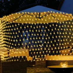 Solar Rope Lights Outdoor Waterproof Mesh Net Christmas Lights Solar Powered 8 Modes 9.8X6.6Ft 200LED bush Tree Wrap Decor Fairy Twinkle Outdoor String Light