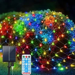 Solar Rope Lights Outdoor Waterproof Mesh Net Christmas Lights Solar Powered 8 Modes 9.8X6.6Ft 200LED bush Tree Wrap Decor Fairy Twinkle Outdoor String Light