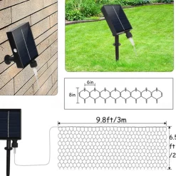 Solar Rope Lights Outdoor Waterproof Mesh Net Christmas Lights Solar Powered 8 Modes 9.8X6.6Ft 200LED bush Tree Wrap Decor Fairy Twinkle Outdoor String Light