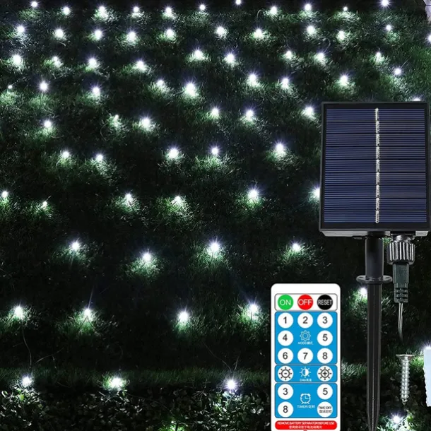 Solar Rope Lights Outdoor Waterproof Mesh Net Christmas Lights Solar Powered 8 Modes 9.8X6.6Ft 200LED bush Tree Wrap Decor Fairy Twinkle Outdoor String Light