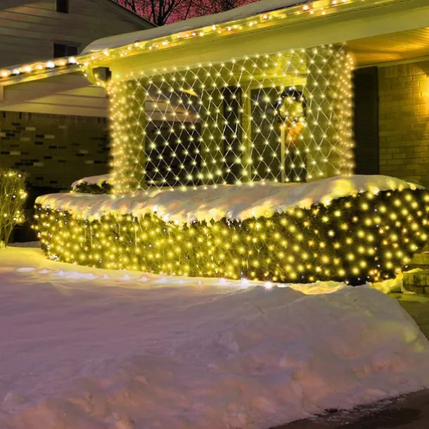 Solar Rope Lights Outdoor Waterproof Mesh Net Christmas Lights Solar Powered 8 Modes 9.8X6.6Ft 200LED bush Tree Wrap Decor Fairy Twinkle Outdoor String Light