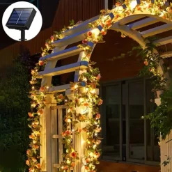 Solar Rose Flower String Lights 2m 20LEDs Garden Waterproof Valentine's Day String Lights for Home Bedroom Party Holiday Wedding Christmas Garden Valentine's Day Decoration